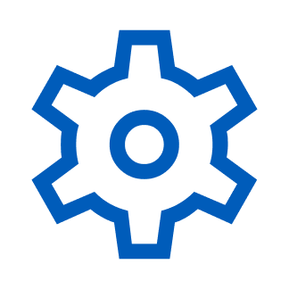 Icon of a gear, to represent translational research.