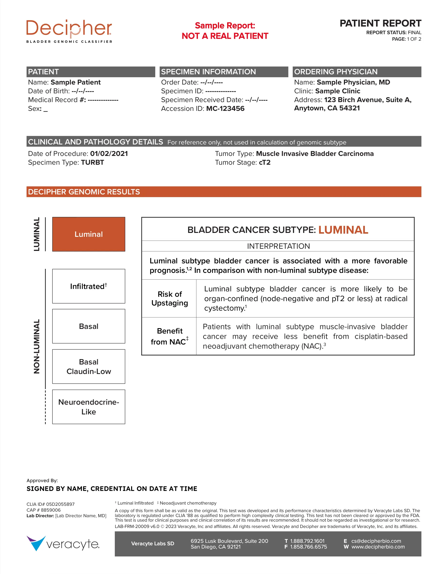 Decipher Bladder Sample report